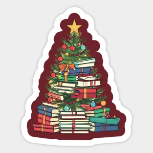 Bookworm Christmas Tree books Sticker